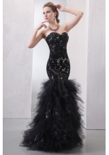 Unique Mermaid Sweetheart Prom Dress with Ruffles and Lace