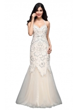 Mermaid  Halter Floor-length Tulle Criss Cross Wedding Dress