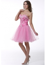 Princess Baby Pink Sweetheart Appliques Knee-length Prom Cocktail Dress