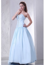 Sweetheart A-line Taffeta Beaded Decorate Prom Dress for 2014 Spring