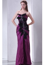 Sweetheart Column Beading and Feather Prom Dress in Dark Purple