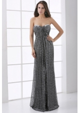 Sweetheart Silver and Black Empire Floor-length Sequins Prom Dress