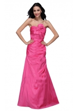 Column Sweetheart Hot Pink Ruching Floor-length Prom Dress
