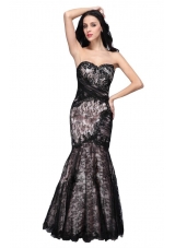 Mermaid Black Sweetheart Lace Floor-length Prom Dress