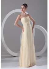 Elegant Empire Sweetheart Floor-length Champagne Ruching Chiffon Prom Dress