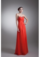 Red Empire Sweetheart Beading Chiffon 2014 Prom Dress