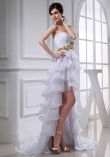 2014 Spring Empire Sweetheart Ruffled Layers Chiffon High-low Wedding Dress