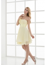 A-line Chiffon One Shoulder Beading and Ruching  Prom Dress