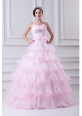 Ball Gown Strapless Beading Appliques Baby Pink  Quinceanera Dress