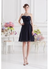 Black Sweetheart Prom Dress with Ruching and Handle Made Flowers