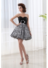 A-line Sweetheart Sleeveless Mini-length Prom Dress with Hand Made Flower