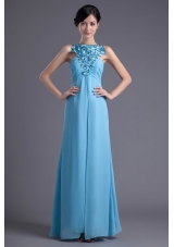 Empire Halter Top Floor-length Beading Aqua blue Prom Dress