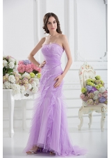 Mermaid Strapless Prom Dress in Lavender with Ruffles