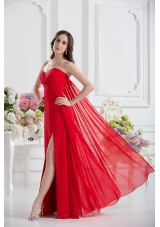 Sweetheart Empire Ruching Chiffon Prom Dress in Red