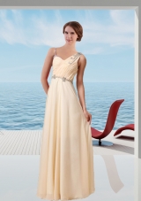 Asymmetrical Champagne Empire Prom Dress With 2013 New Styles Beading