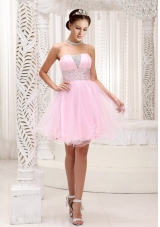 2015 Strapless Lovely Beaded Bodice Prom Dress in Baby Pink