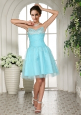 2015 Sweetheart A-line Aqua BLue Prom Dress with Beading