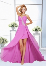 Beautiful Lilac Empire Appliques and Ruching Sweetheart Prom Dress