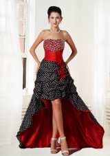 2015 Colorful Strapless Beading A Line High Low Prom Dress