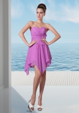 Chiffon Sweetheart Lavender Empire Asymmetrical Prom Dress
