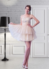 Exclusive Short Sweetheart Champagne Prom Dress with Beading