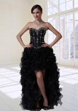 Exquisite Sweetheart High Low Beading and Ruffles Prom Dresses