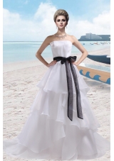 A Line Strapless Court Train Cheap Wedding Dress for 2014