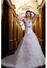 Beautiful Princess One Shoulder Court Train Beading Wedding Dresses