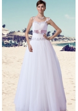 Brand New A Line Straps Floor-length Beading and Belt Wedding Dress