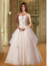 Champagne Sweetheart A Line Wedding Dress With Appliques