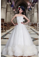 Fashionable A Line Sweetheart Chapel Train Wedding Dresses