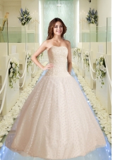 Modest Strapless Appliques Wedding Dresses with Appliques