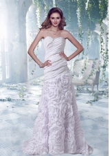 Beautiful Mermaid Beading Brush Train Wedding Dress with Side Zipper