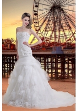 Beautiful Strapless Garden Wedding Dress with Appliques