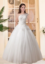 Cute One Shoulder Ball Gown  Wedding Dress with Appliques