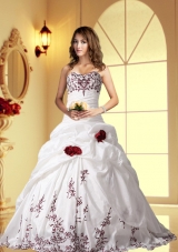 Elegant Ball Gown Sweetheart Brush Train Wedding Dress with Embroidery