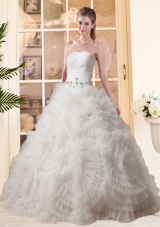 Most Popular Puffy Strapless Beading Wedding Dresses with Floor-length