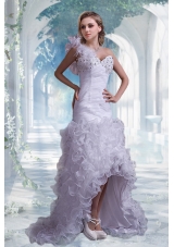 Beautiful Column One Shoulder High Low Wedding Dresses with Beading