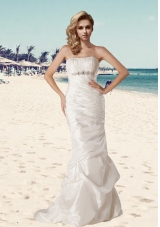 Classical Mermaid Strapless Beading Wedding Dress with Brush Train