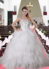 Elegant Brush Train Strapless Ruffles and Ruffles Wedding Dresses