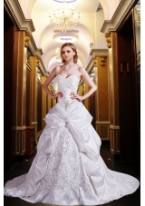 Most Popular Princess Sweetheart Court Train Wedding Dresses with Embroidery