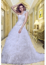 2014 Princess One Shoulder Garden Wedding Dress with Beading