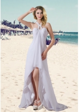 Empire Halter High Low Beading Wedding Dresses