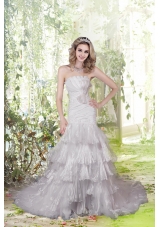 Eelgant Mermaid Strapless Court Train Wedding Dresses with Appliques