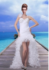 2015 Romantic High Low Beading Wedding Dress