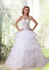 Beautiful Sweetheart Chapel Train Princess Wedding Dresses with Appliques