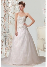 Princess Sweetheart Beading Wedding Dress with Court Train