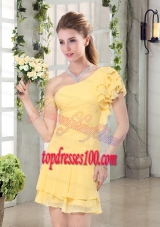 Flirting One Shoulder Cap Sleeve Bridesmaid Dresses Mini Length