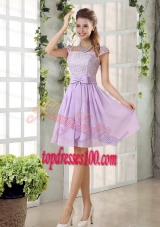 2015 Chiffon Bridesmaid Dress with Ruching Bowknot
