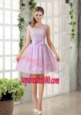 2015 Most Beautiful Chiffon A Line Bridesmaid Dress with Bowknot